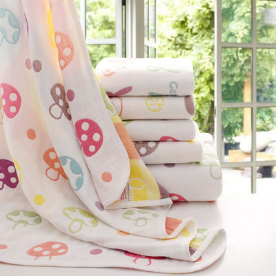 20S Dyed Yarn White Jacquard Cotton Fabric Four Layer Soft Touch