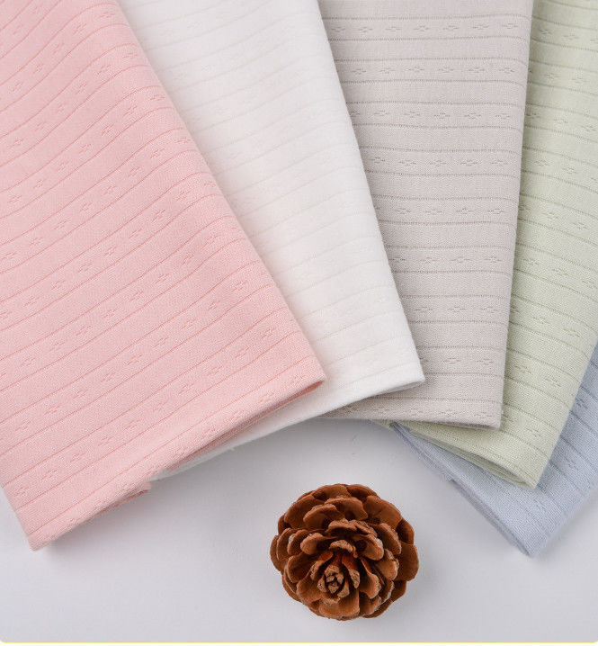 Antibacterial Complete Cotton Natural Gauze Fabric 40S Knit Double Bar Jacquard